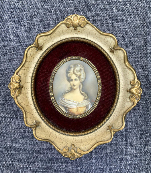 Beautiful Vintage Oil on Vellum Portrait Miniature of an elegant Lady SOLD