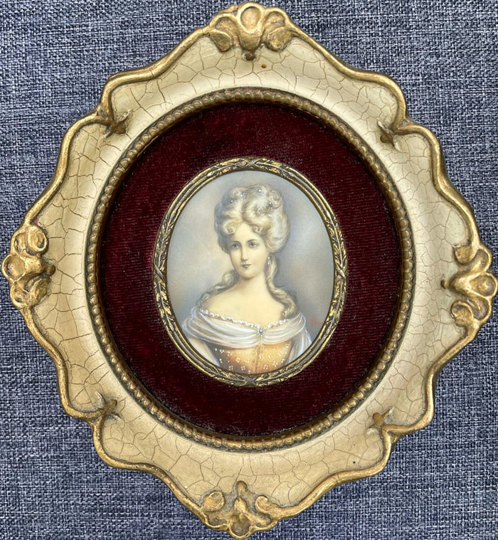 Beautiful Vintage Oil on Vellum Portrait Miniature of an elegant Lady SOLD