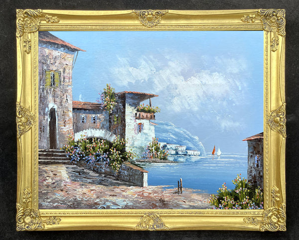 Fine Vintage Mid C20th Impressionist Oil on Canvas Board - Sorrento SOLD