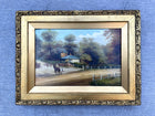 Delightful C19th Victorian English School Oil on Canvas - Figures on a Rural Lane