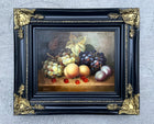 Beautiful Mid C20th Vintage Still Life Oil on Canvas Board - Mixed Fruit on a Ledge SOLD