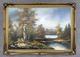 Fine Large Vintage Mid C20th Oil on Canvas - Extensive Landscape with Figures SOLD