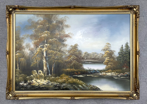 Fine Large Vintage Mid C20th Oil on Canvas - Extensive Landscape with Figures SOLD