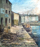 Superb Vintage Mid C20th Scottish School Oil on Board - Harbour Scene by Torquil McLeod (1933-2002)  SOLD