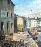 Superb Vintage Mid C20th Scottish School Oil on Board - Harbour Scene by Torquil McLeod (1933-2002)  SOLD
