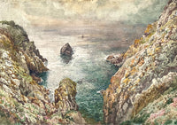 Superb Large C19th Victorian Watercolour - Guernsey Coastal Scene by William J Caparne (1856-1940) SOLD