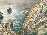 Superb Large C19th Victorian Watercolour - Guernsey Coastal Scene by William J Caparne (1856-1940) SOLD