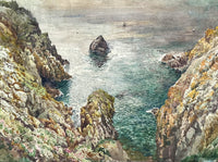 Superb Large C19th Victorian Watercolour - Guernsey Coastal Scene by William J Caparne (1856-1940) SOLD