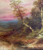 Fine Victorian C19th Oil on Artists Board - Woman on a Woodland Path - George Haller (British C19th) SOLD