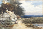 Beautiful C19th Victorian Watercolour 0f a Woman by a Cottage - Arthur Verey (1856-1920) SOLD