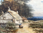 Beautiful C19th Victorian Watercolour 0f a Woman by a Cottage - Arthur Verey (1856-1920) SOLD