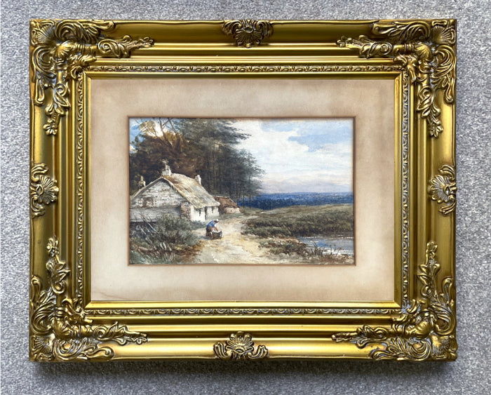 Beautiful C19th Victorian Watercolour 0f a Woman by a Cottage - Arthur Verey (1856-1920) SOLD
