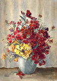 Beautiful Vintage Mid C20th Watercolour - Mixed Flowers in a Bowl SOLD