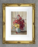 Beautiful Vintage Mid C20th Watercolour - Mixed Flowers in a Bowl SOLD