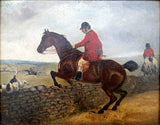 Superb C19th Victorian Oil on Artists Mill Board - Huntsman clearing the Wall - Attrib Samuel Henry Alken (1810-1894) SOLD