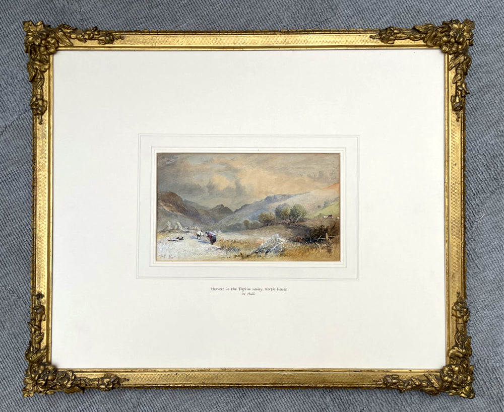 Beautiful C19th Victorian Watercolour - Harvest in the Trefriw Valley 1865 - William Hull (1820-1880) SOLD
