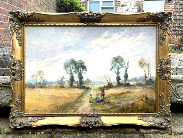 Superb Large Vintage Mid C20th British Impressionist Oil on Canvas by Morgan J Rendell (1896-1980) "Harvest Time" SOLD