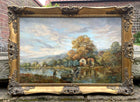 Exquisite Large Vintage Mid C20th British Impressionist Oil on Canvas by Morgan J Rendell (1896-1980) - The River Crossing SOLD