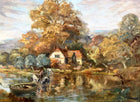 Exquisite Large Vintage Mid C20th British Impressionist Oil on Canvas by Morgan J Rendell (1896-1980) - The River Crossing SOLD