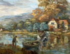 Exquisite Large Vintage Mid C20th British Impressionist Oil on Canvas by Morgan J Rendell (1896-1980) - The River Crossing SOLD