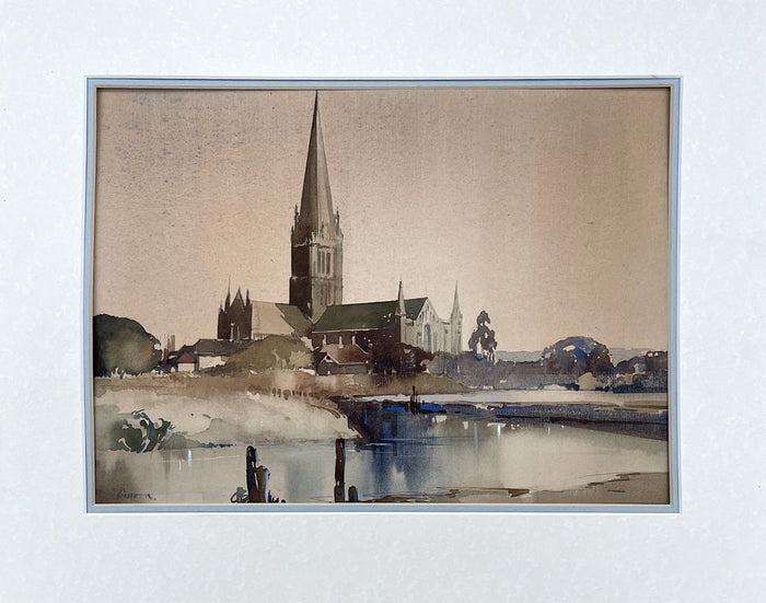 Fine Mid C20th Watercolour of a Church by Edward Wesson (1910-1983) SOLD