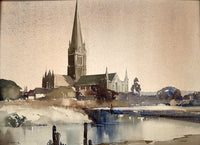 Fine Mid C20th Watercolour of a Church by Edward Wesson (1910-1983)