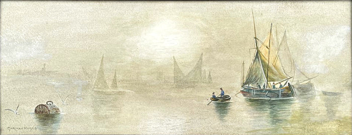 Fine Early C20th Edwardian Watercolour - Misty River Scene by Garman Morris (act 1900-1930) SOLD