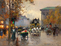 Stunning Oleograph on Canvas of a busy Parisien Street Scene aft. Eduoard Cortes