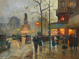 Stunning Oleograph on Canvas of a Parisien Twilight Scene aft. Eduoard Cortes