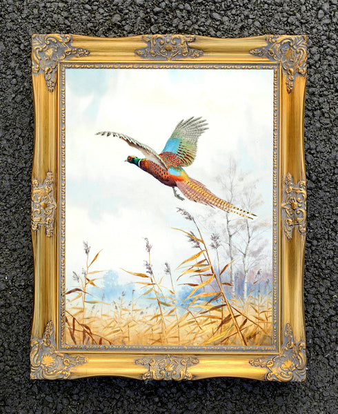 " Pheasant in Flight " Fine Oleograph on Canvas