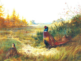 Fine Lithograph on Canvas - Pheasants in an Extensive Landscape