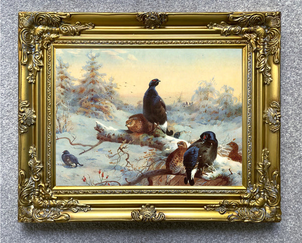 Black Game in Winter  - Fine Lithograph on Canvas after Thorburn