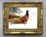 Pheasants in Winter  - Fine Oleograph on Canvas after Thorburn