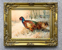 "Pheasants in Snow" Fine Oleograph on Canvas after Thorburn