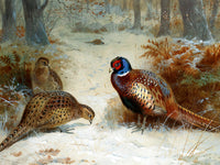 "Pheasants in a Wintry Copse" Fine Oleograph on Canvas after Thorburn