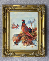 Pheasants in a Wintry Landscape - Fine Lithograph on Canvas after Thorburn