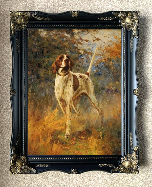 Gilt Framed Oleograph of an English Pointer