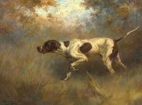 Gilt Framed Oleograph of an English Pointer "On Point"