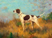 Gilt Framed Oleograph of an English Pointer in a Landscape