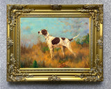 Gilt Framed Oleograph of an English Pointer in a Landscape