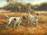 Fine Oleograph on Canvas of a Pair of Pointers "On Point"