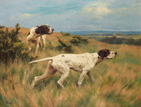 Fine Oleograph on Canvas of a Pair of Pointers in the Field