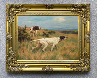 Fine Oleograph on Canvas of a Pair of Pointers in the Field