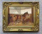 Fine Oleograph on Canvas - Portrait Study of a Polo Pony in a Stall