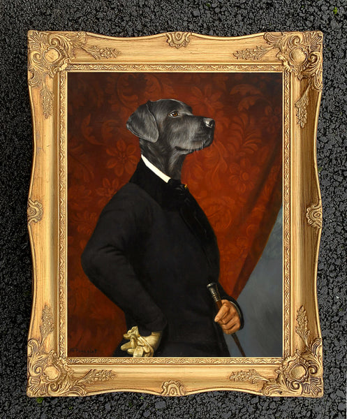 "Gentleman Labrador" Fine Oleograph on Canvas after Thierry poncelet