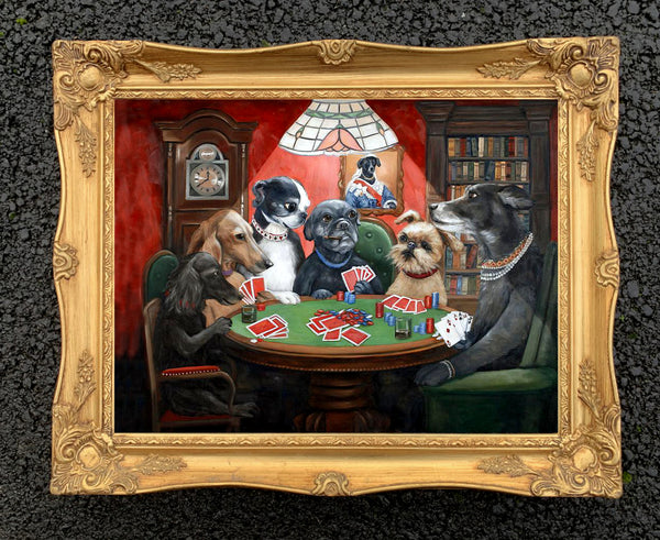 "Poker Night" Fine Oleograph on Canvas after Thierry poncelet