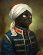Gilt Framed Oleograph of a Moorish Black Cat
