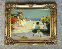 Stunning Oleograph on Canvas "The Balloon Seller" after Potthast