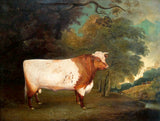 Oleograph on Canvas of a Prize Bull in a Field in a Gilt Gesso Frame