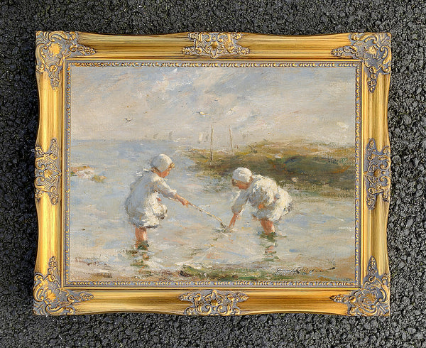 Fine Oleograph on Canvas - "Fishing In the Shallows"